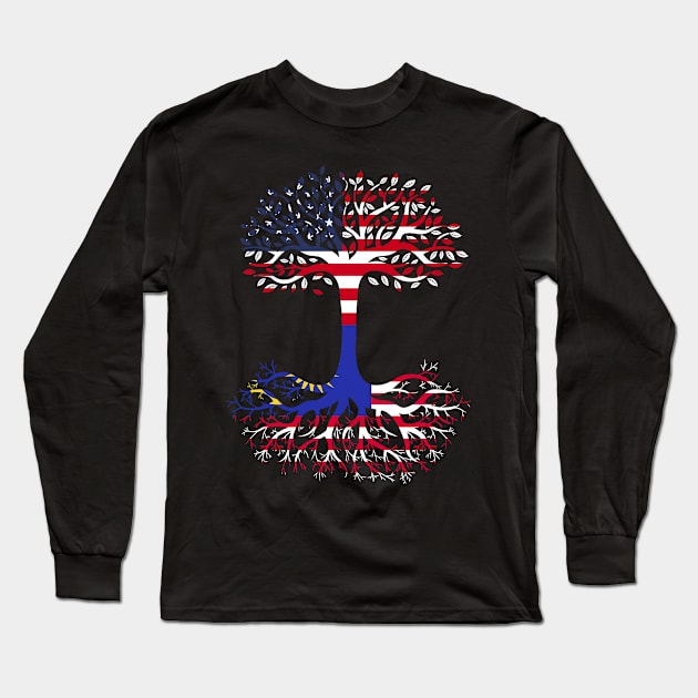 American Grown Malaysia Roots Malaysia Flag Long Sleeve T-Shirt by BramCrye